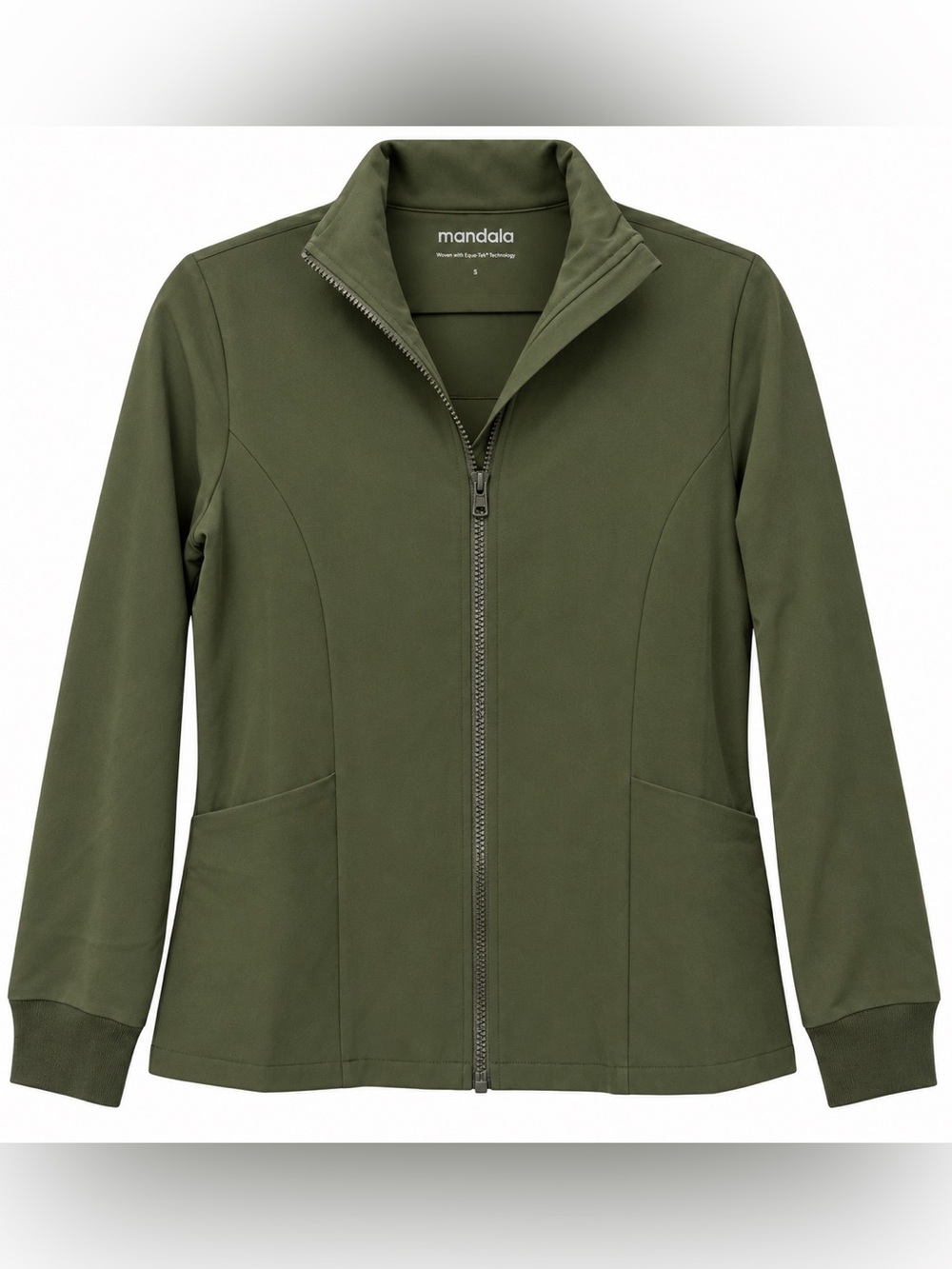 🦋 Mandala| Scrubs Equa-Tek Olive Green Full Zip Jacket Size Small